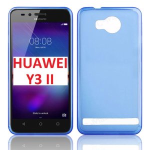 CUSTODIA per HUAWEI Y3 II, Y3 PRO, Y3 II PRO IN GEL TPU SILICONE COLORE BLU TRASPARENTE