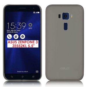 CUSTODIA per ASUS ZENFONE 3, ZE552KL, 5.5" POLLICI IN GEL TPU SILICONE COLORE NERO TRASPARENTE