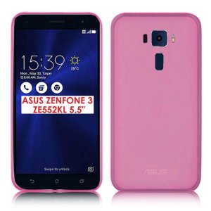 CUSTODIA per ASUS ZENFONE 3, ZE552KL, 5.5" POLLICI IN GEL TPU SILICONE COLORE ROSA TRASPARENTE