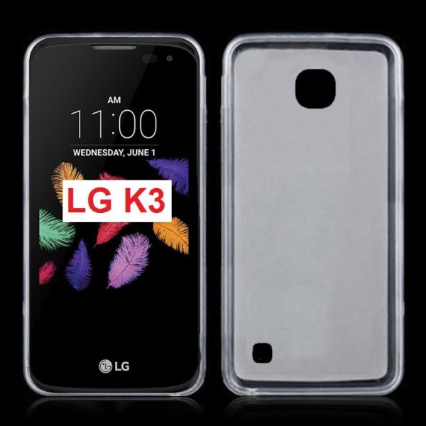 CUSTODIA per LG K3 (K100), LG K3 DUAL SIM (K100DS) IN GEL TPU SILICONE COLORE BIANCO TRASPARENTE