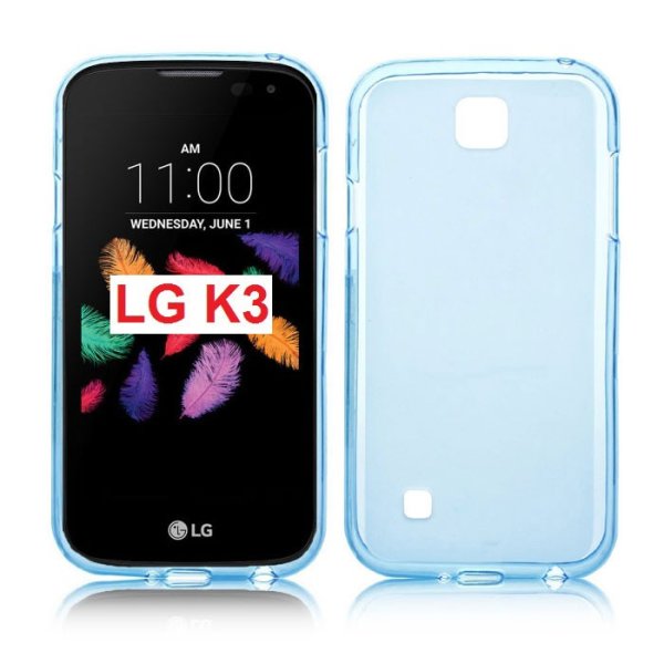 CUSTODIA per LG K3 (K100), LG K3 DUAL SIM (K100DS) IN GEL TPU SILICONE COLORE BLU TRASPARENTE