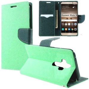 CUSTODIA per HUAWEI MATE 9 - FLIP ORIZZONTALE CON INTERNO IN TPU SILICONE, STAND E CHIUSURA MAGNETICA COLORE VERDE ACQUA