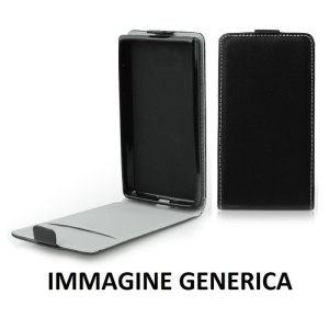 CUSTODIA per LG K3 (K100), LG K3 DUAL SIM (K100DS) - FLIP VERTICALE SLIM SIMLPELLE CON INTERNO IN TPU SILICONE COLORE NERO