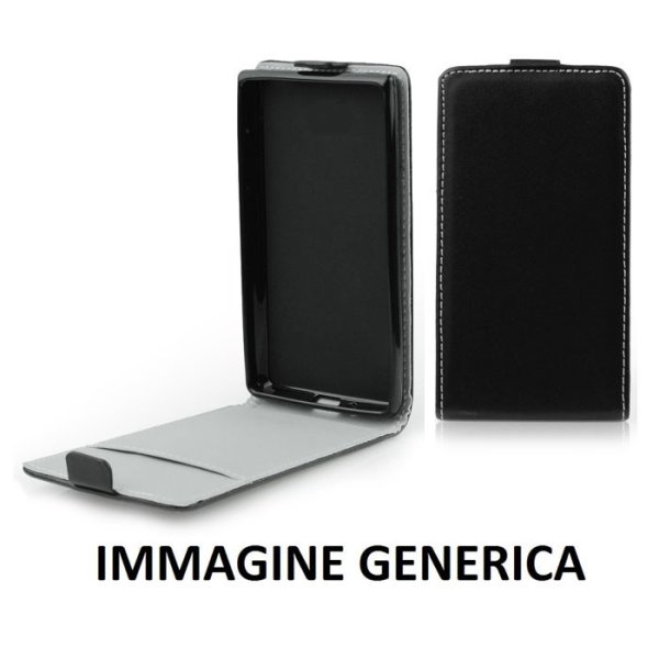 CUSTODIA per LG K3 (K100), LG K3 DUAL SIM (K100DS) - FLIP VERTICALE SLIM SIMLPELLE CON INTERNO IN TPU SILICONE COLORE NERO