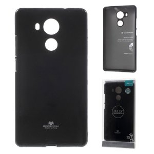 CUSTODIA per HUAWEI MATE 8 IN GEL TPU SILICONE COLORE NERO LUCIDO CON GLITTER ALTA QUALITA' MERCURY BLISTER