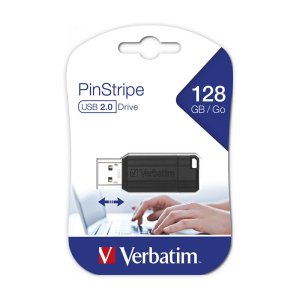 PEN DRIVE 128GB USB 2.0 CON CONNETTORE RETRATTILE E ASOLA DI AGGANCIO COLORE NERO 49071 VERBATIM