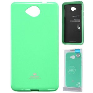 CUSTODIA per MICROSOFT LUMIA 650 IN GEL TPU SILICONE COLORE VERDE ACQUA LUCIDO CON GLITTER ALTA QUALITA' MERCURY BLISTER