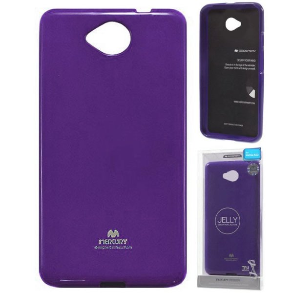 CUSTODIA per MICROSOFT LUMIA 650 IN GEL TPU SILICONE COLORE VIOLA LUCIDO CON GLITTER ALTA QUALITA' MERCURY BLISTER