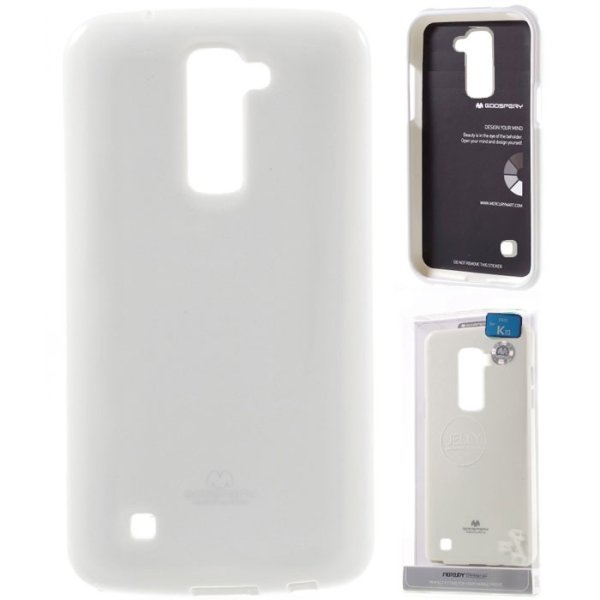 CUSTODIA per LG K10, K420N IN GEL TPU SILICONE COLORE BIANCO LUCIDO CON GLITTER ALTA QUALITA' MERCURY BLISTER