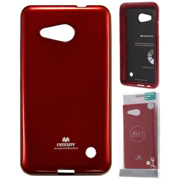 CUSTODIA per MICROSOFT LUMIA 550 IN GEL TPU SILICONE COLORE ROSSO LUCIDO CON GLITTER ALTA QUALITA' MERCURY BLISTER