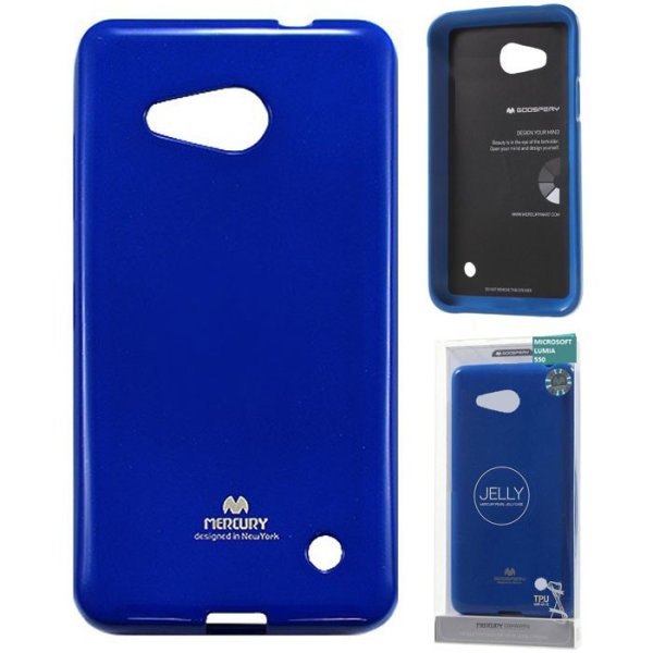 CUSTODIA per MICROSOFT LUMIA 550 IN GEL TPU SILICONE COLORE BLU LUCIDO CON GLITTER ALTA QUALITA' MERCURY BLISTER