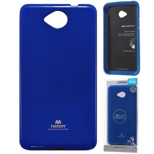 CUSTODIA per MICROSOFT LUMIA 650 IN GEL TPU SILICONE COLORE BLU LUCIDO CON GLITTER ALTA QUALITA' MERCURY BLISTER