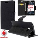 CUSTODIA per VODAFONE SMART ULTRA 7 - FLIP ORIZZONTALE CON INTERNO IN TPU SILICONE, STAND E PORTA CARTE COLORE NERO