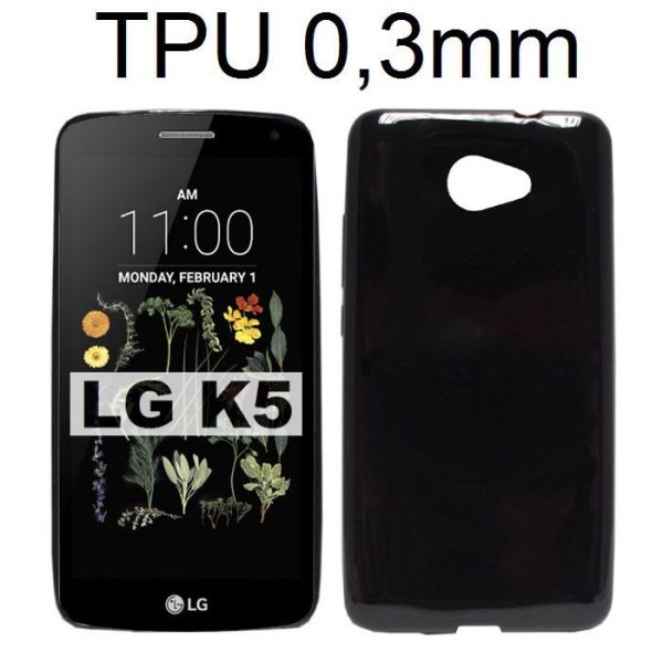 CUSTODIA per LG K5, X220 IN GEL TPU SILICONE ULTRA SLIM 0,3mm COLORE NERO LUCIDO