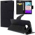 CUSTODIA per SAMSUNG SM-A710 GALAXY A7 (2016) - FLIP ORIZZONTALE CON STAND, INTERNO IN TPU SILICONE E PORTA CARTE COLORE NERO