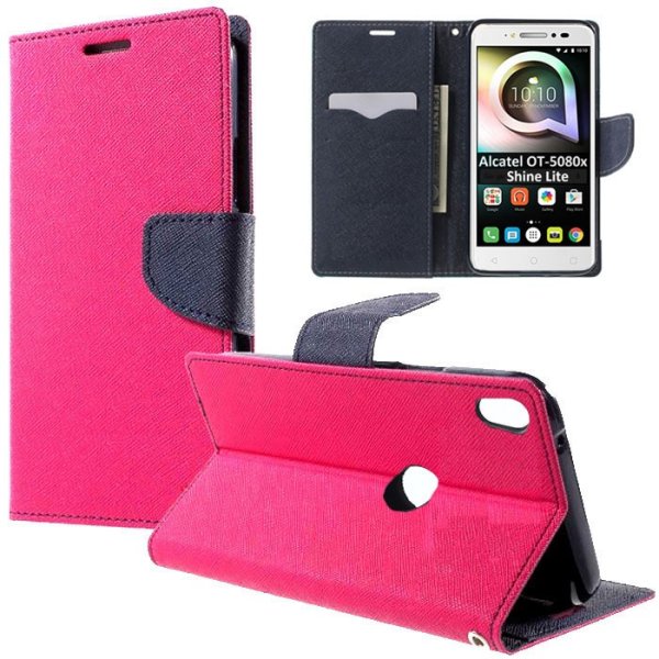 CUSTODIA per ALCATEL ONE TOUCH SHINE LITE, OT-5080X - FLIP ORIZZONTALE CON INTERNO IN TPU, CHIUSURA MAGNETICA E STAND FUCSIA