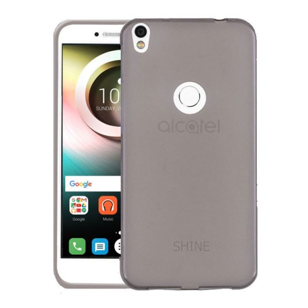 CUSTODIA per ALCATEL ONE TOUCH SHINE LITE, OT-5080X IN GEL TPU SILICONE COLORE NERO TRASPARENTE