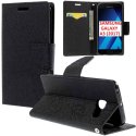 CUSTODIA per SAMSUNG SM-A320 GALAXY A3 (2017) - FLIP ORIZZONTALE CON STAND, INTERNO IN TPU SILICONE E PORTA CARTE COLORE NERO