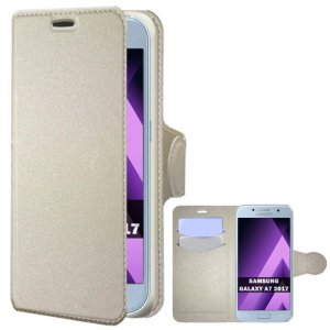 CUSTODIA per SAMSUNG SM-A720 GALAXY A7 2017 - FLIP ORIZZONTALE SIMILPELLE CON STAND ED INTERNO IN TPU SILICONE COLORE BIANCO