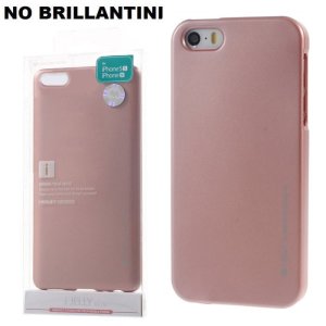 CUSTODIA per APPLE IPHONE SE, IPHONE 5S, IPHONE 5 IN GEL TPU ROSA ORO ALTA QUALITA' MERCURY I-JELLY (NO BRILLANTINI)