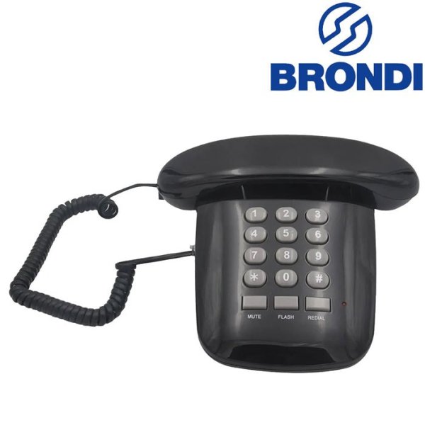 TELEFONO FISSO BRONDI SOLE CON INDICATORE LINEA IMPEGNATA E VOLUME SUONERIA SELEZIONABILE COLORE NERO