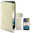 CUSTODIA per ALCATEL ONE TOUCH POP 4 PLUS, 5056D - 5.5" POLLICI - FLIP ORIZZONTALE SIMILPELLE CON INTERNO IN TPU E STAND BIANCO