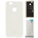 CUSTODIA per HUAWEI NOVA IN GEL TPU SILICONE COLORE BIANCO LUCIDO CON GLITTER ALTA QUALITA' MERCURY BLISTER