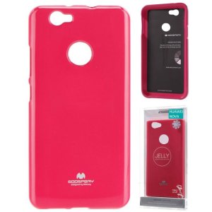 CUSTODIA per HUAWEI NOVA IN GEL TPU SILICONE COLORE FUCSIA LUCIDO CON GLITTER ALTA QUALITA' MERCURY BLISTER