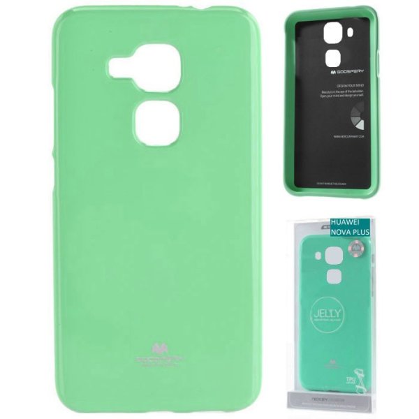 CUSTODIA HUAWEI NOVA PLUS, G9 PLUS IN GEL TPU SILICONE COLORE VERDE ACQUA LUCIDO CON GLITTER ALTA QUALITA' MERCURY BLISTER