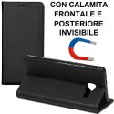 CUSTODIA per SAMSUNG SM-A720 GALAXY A7 2017 - FLIP ORIZZONTALE CON CHIUSURA MAGNETICA INVISIBILE ED INTERNO IN TPU COLORE NERO