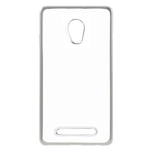 CUSTODIA per ALCATEL OT-5010D PIXI 4 5.0 3G - 5" POLLICI IN GEL TPU SILICONE TRASPARENTE CON CORNICE COLORE SILVER