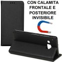 CUSTODIA per HTC ONE M9, ONE M9 PRIME CAMERA - FLIP ORIZZONTALE con CHIUSURA MAGNETICA INVISIBILE ED INTERNO IN TPU NERO