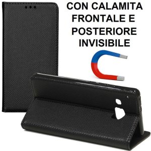 CUSTODIA per HTC ONE M9, ONE M9 PRIME CAMERA - FLIP ORIZZONTALE con CHIUSURA MAGNETICA INVISIBILE ED INTERNO IN TPU NERO