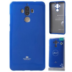 CUSTODIA per HUAWEI MATE 9 IN GEL TPU SILICONE COLORE BLU LUCIDO CON GLITTER ALTA QUALITA' MERCURY BLISTER