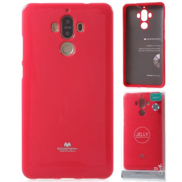 CUSTODIA per HUAWEI MATE 9 IN GEL TPU SILICONE COLORE FUCSIA LUCIDO CON GLITTER ALTA QUALITA' MERCURY BLISTER