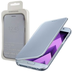 CUSTODIA ORIGINALE per SAMSUNG SM-A520 GALAXY A5 (2017) - CLEAR VIEW CON ACCESSO AL DISPOSITIVO CON COVER CHIUSA BLU BLISTER