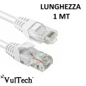 CAVO DI RETE CAT6 - LUNGHEZZA 1 MT - CONNETTORE RJ-45  COLORE BIANCO TAAU010-UTP-WH VULTECH