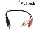 CAVO AUDIO DA JACK 3,5mm MASCHIO A 2 RCA MASCHIO LUNGHEZZA CAVO 25CM  COLORE NERO SC11302-1 VULTECH