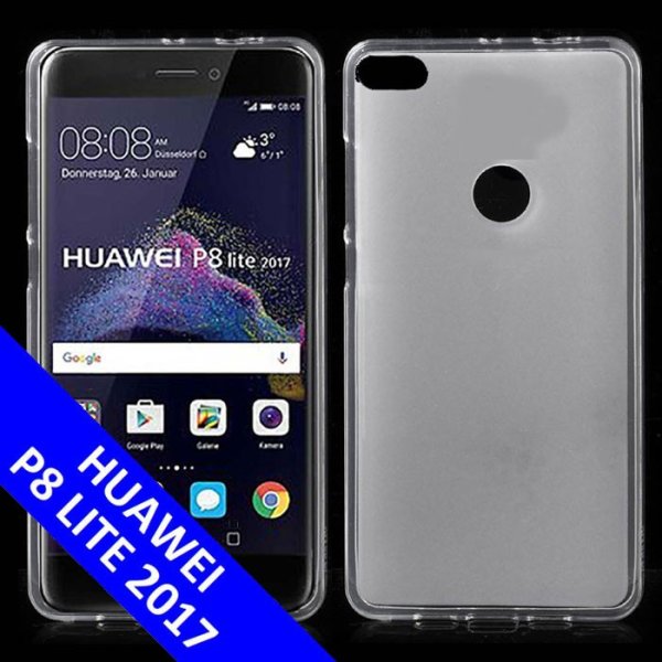 CUSTODIA per HUAWEI P8 LITE 2017, P9 LITE 2017, NOVA LITE, HONOR 8 LITE IN GEL TPU SILICONE COLORE BIANCO TRASPARENTE