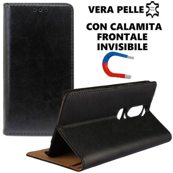 CUSTODIA per LENOVO VIBE K6 NOTE (K53a48) - FLIP ORIZZONTALE VERA PELLE CON CHIUSURA MAGNETICA INVISIBILE E INTERNO IN TPU NERO