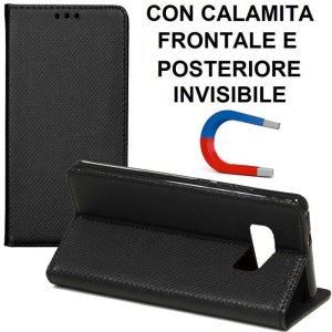 CUSTODIA per SAMSUNG SM-G955 GALAXY S8 PLUS - FLIP ORIZZONTALE CON CHIUSURA MAGNETICA INVISIBILE ED INTERNO IN TPU COLORE NERO