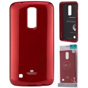 CUSTODIA per LG K10 (2017) IN GEL TPU SILICONE COLORE ROSSO LUCIDO CON GLITTER ALTA QUALITA' MERCURY BLISTER