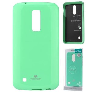 CUSTODIA per LG K10 (2017) IN GEL TPU SILICONE COLORE VERDE ACQUA LUCIDO CON GLITTER ALTA QUALITA' MERCURY BLISTER