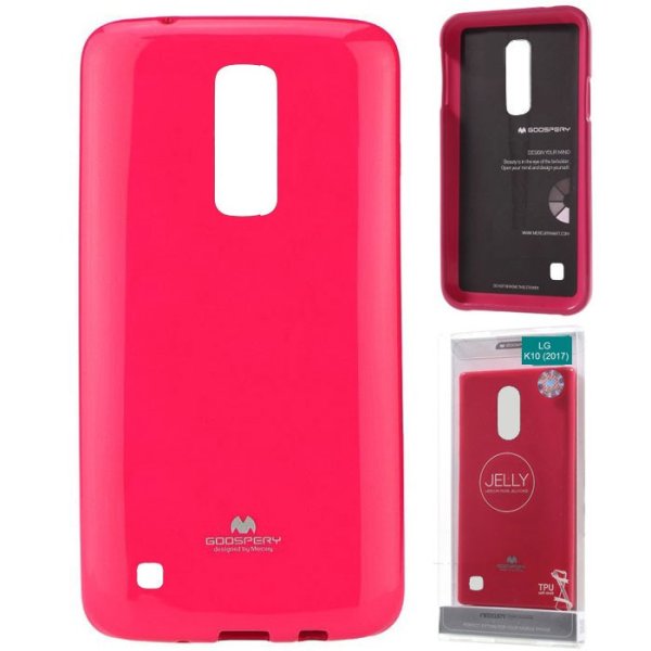 CUSTODIA per LG K10 (2017) IN GEL TPU SILICONE COLORE FUCSIA LUCIDO CON GLITTER ALTA QUALITA' MERCURY BLISTER