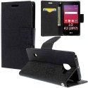 CUSTODIA per LG K3 (2017) - FLIP ORIZZONTALE CON INTERNO IN TPU, STAND, TASCHE PORTA CARTE E CHIUSURA MAGNETICA COLORE NERO