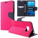 CUSTODIA per SAMSUNG SM-G955 GALAXY S8 PLUS - FLIP ORIZZONTALE CON STAND, INTERNO IN TPU SILICONE E PORTA CARTE COLORE FUCSIA