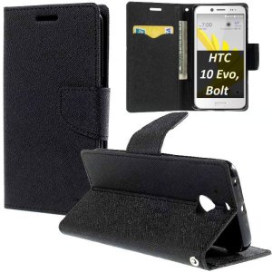 CUSTODIA per HTC 10 EVO - FLIP ORIZZONTALE CON INTERNO IN TPU SILICONE, STAND, PORTA CARTE E CHIUSURA MAGNETICA COLORE NERO