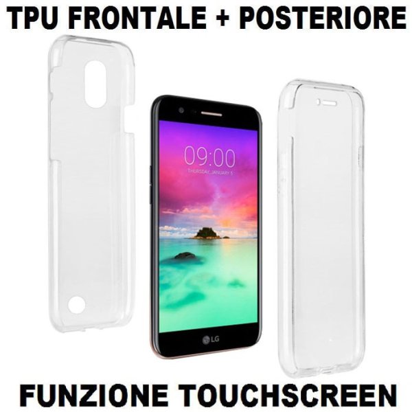 CUSTODIA per LG K10 (2017) IN GEL TPU SILICONE FRONTALE + POSTERIORE ULTRA SLIM 0,3mm TRASPARENTE