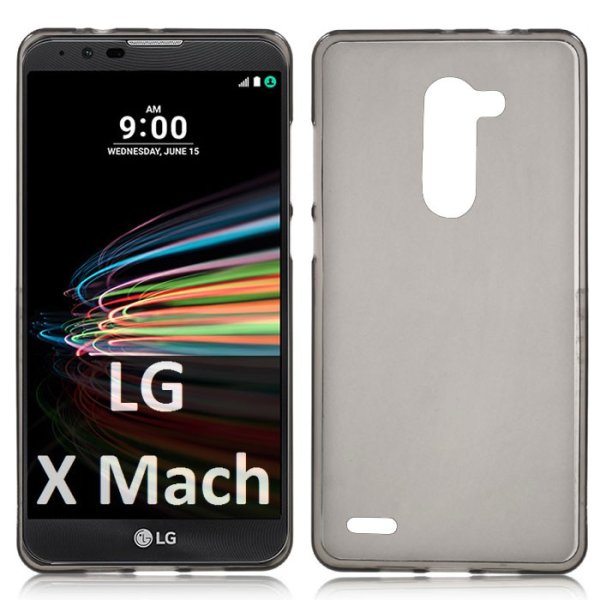 CUSTODIA per LG X MACH IN GEL TPU SILICONE COLORE NERO TRASPARENTE