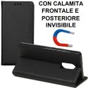 CUSTODIA per LG K8 (2017), X300, M200N - FLIP ORIZZONTALE con CHIUSURA MAGNETICA INVISIBILE E INTERNO IN TPU COLORE NERO